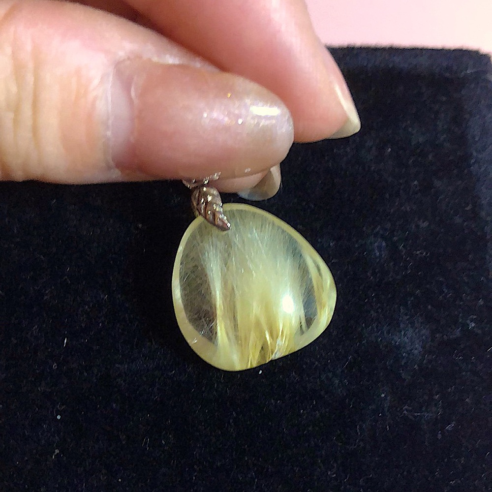 Gold Rutilated Quartz on Sterling Silver Clasp
